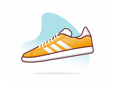 Adidas adidas blue floating illustration kicks orange shoe sneaker vector