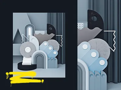 Industrial c4d cgi concept creative illustration vector vray