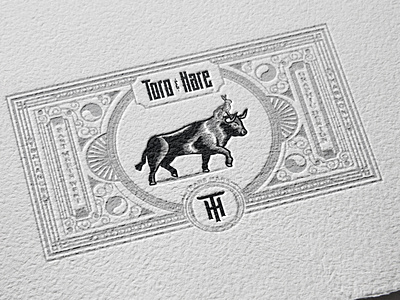 Potential Business Cards for T&H badge branding bull businesscard cards design emblem engraving filigree hare illustration letterpress logo ornaments rabbit toro victorian vintage vintage art