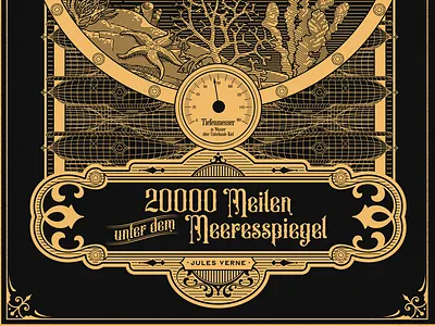 20000 leagues under the sea deep sea illustration jules verne vintage poster