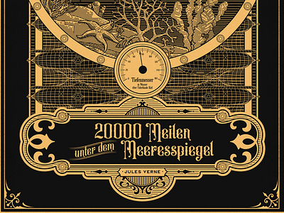 20000 leagues under the sea deep sea illustration jules verne vintage poster