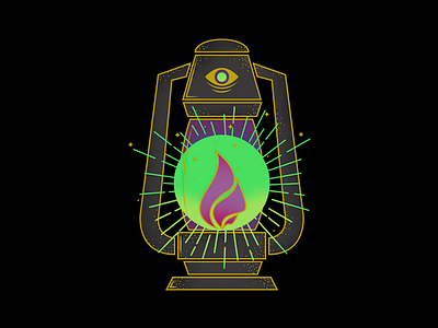 Lantern eye fire flame green grey illuminate lantern light minimal minimalist purple rays shading stipple tattoo traditional tattoo