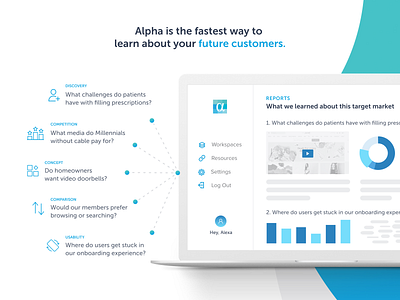 Alpha Reports Presentation analytics chart dashboard features features page illustration landing page saas strategy test typography ui ux