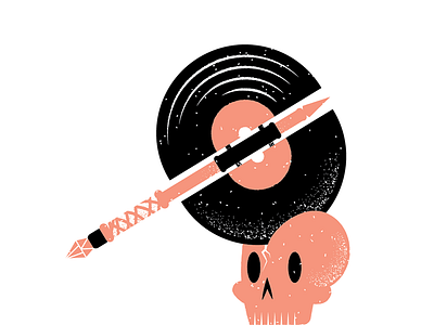 Records 23 axe editorial editorial illustration grain illustration philadelphia record skull texture vinyl