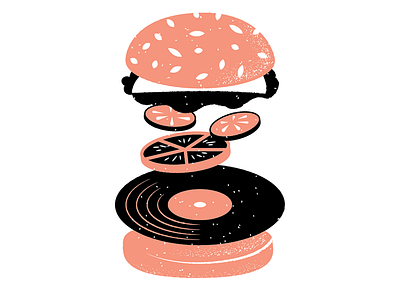 Records 21 burger editorial editorial illustration food grain illustration philadelphia record texture vinyl