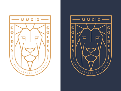 Golden Apparel Crest apparel badge branding branding design clothing crest design line work logo logo design tag type vector