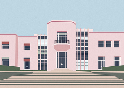 Casa De Serralves architecture art deco casa de serralves digital art graphic design illustration mid century minimal pink porto portugal print print design wall art