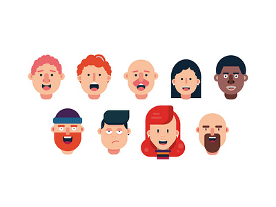 More Heads!! adobe illustrator adobe illustrator cc design dribbble faces flat flat design flat illustration flat illustrations graphic design heads illustration vector