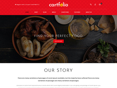 Cartfolio Food Design By Mahmudparvez adobe xd avada theme avadatheme betheme bridge theme food and drink food website html template illustration javascript plugins psd file restuarant website vector webdesign woocomerce woocommerce wordpress wordpress blog