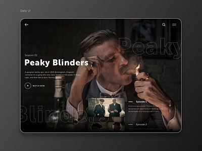 Peaky Daily UI daily dailyui peaky peaky blinders shelby stream streaming typogaphy ui user inteface video web web desgin