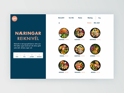Gló branding calculator design food menu resturant ui ux design webdesign