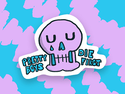 It's hard being this pretty hand drawn illustration sad sad boy society skull sticker tear