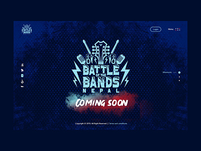 Battle of the Bands Nepal UI Design band logo bands battle color colorfull comingsoon dark blue design illustration kathmandu logo minimal music nepali rock band ui ux web website