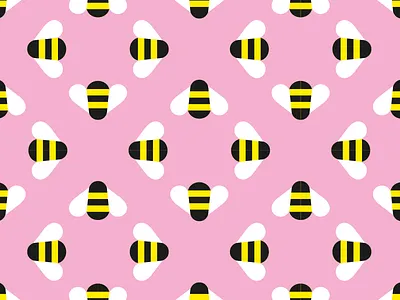 Bee Pattern bees illustration pink vector