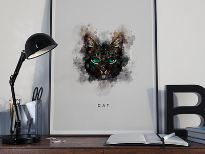 Cat Poster cat poster rorschach watercolor