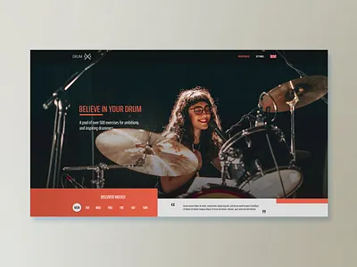 [99d] Web site for DrumX believe design dream drum drummer lesson lessons music music artist music website photoshop retro school study abroad ui web