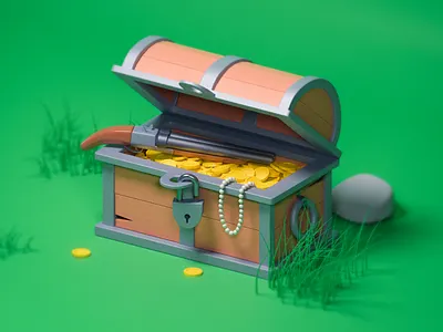 Coin Chest 3d chest coin chest coins gun pearl