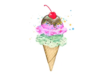 Ice Cream commission design food illustration ice cream illustration procreate watercolor