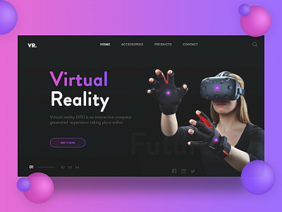 VR Dark UI Exploration black dark design gradient header landing page login minimal product card ui ui ux virtual reality vr website banner