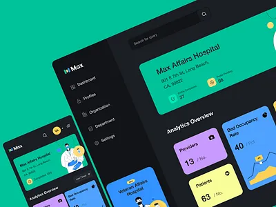 Dashboard UI analytics corona dark mode dashboard dashboard ui graph hospital night theme product design product detail responsive stats typography ui ui ux user experience ux web app web application web ui