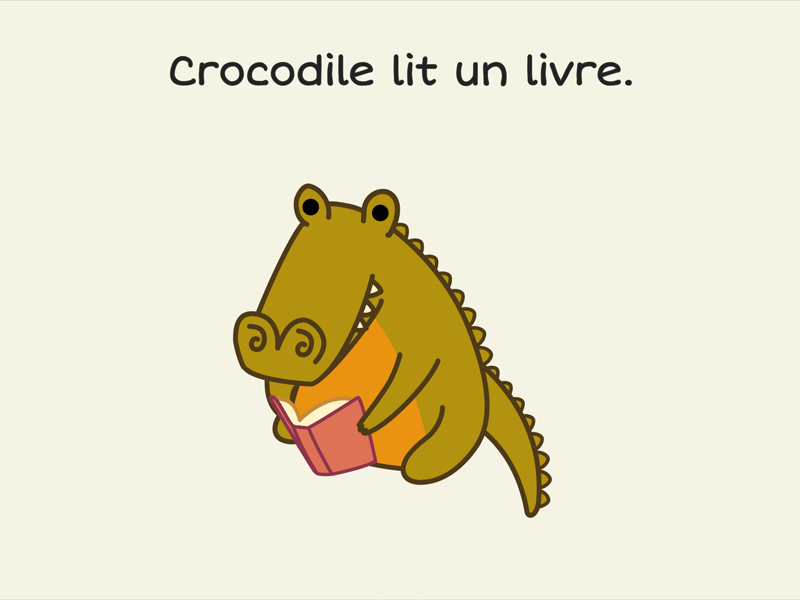 11- Jour Onze animation crocodile education french illustration