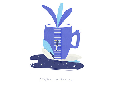 Coffee Awakening design flat graphic illustration nature illustration ui vector