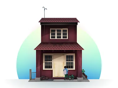 Village House in India building house illustration india red storefront village