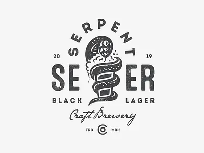 Serpent beer brewery hop logo serpent snake typo typogaphy vintage