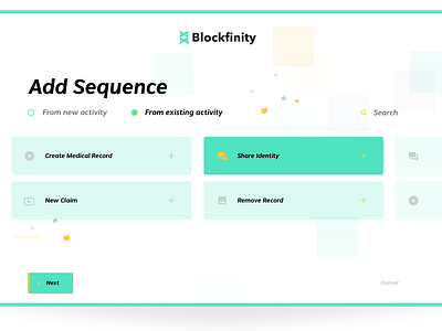 Create Identity Screen app blockfinity branding design ui ux web