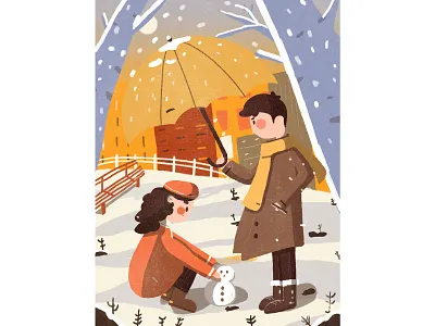 情侣冬季 ui ux 应用 插图 设计