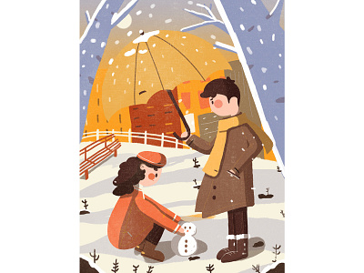 情侣冬季 ui ux 应用 插图 设计