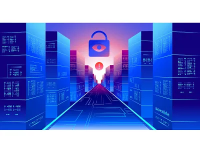 Cloud computing : Security branding cloud computing crm digital illustration illustration art server servers
