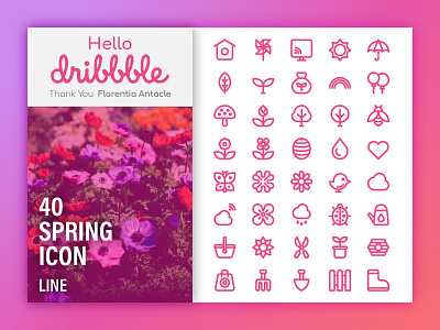 Hello Dribbble debut debut shot first shot flower hello dribbble icon icon set icons line outline spring spring icon ui