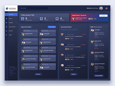 Health E Med Dark Theme dashboard health health care