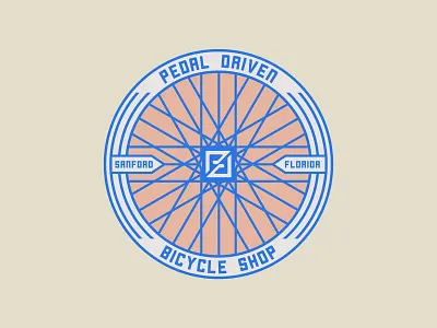 Pedal Driven Badge badge badge logo badgedesign bicycle bike shop branding branding design design florida head badge illustration lockup logo pedal