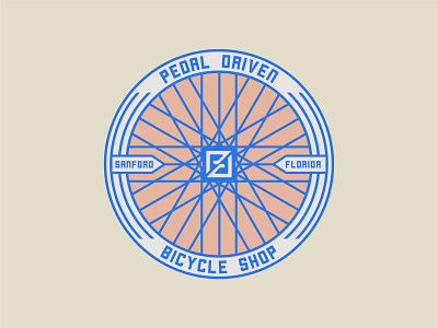 Pedal Driven Badge badge badge logo badgedesign bicycle bike shop branding branding design design florida head badge illustration lockup logo pedal