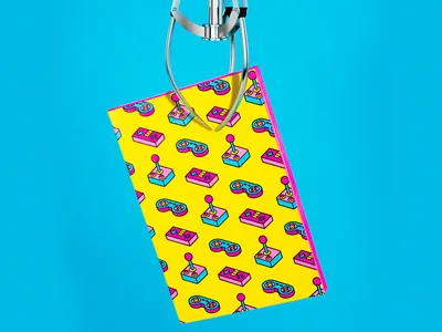 Power Up Notebook bold colors gaming isometric notebook pattern retro stationery vector