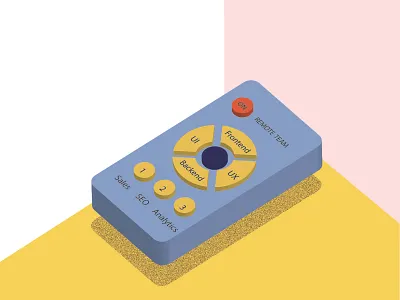 Remote Control blue design flat icon icons illustration remote team vector yellow