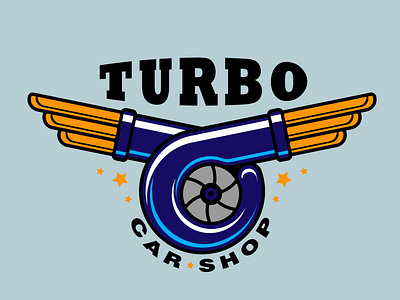 Logo Turbo Car Shop car flat design illustration logo turbine vector workshop