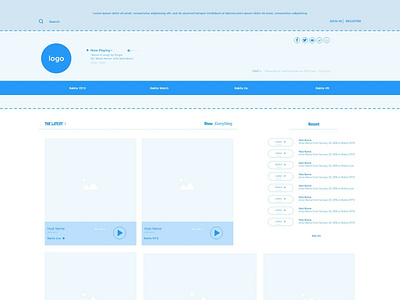 wireframe for live radio streaming adobe xd app branding debut design radio typography ui ux web wire frame