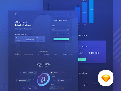 Free Crypto Landing Template bitcoin btc coin crypto cryptocurrency landing money sale sketch template token trade web