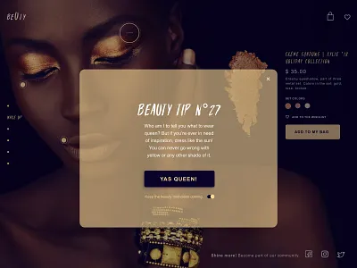 Daily Ui 16 - Popup beauty branding challenge daily design ecommerce gold makeup overlay popup sketch typography ui ui practice ux uxdesign vector web