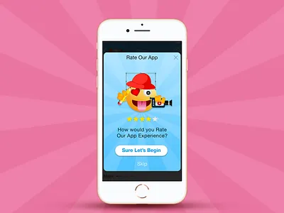 Rating Screen app art blue button custom customer design emoji feedback graphic illustraiton logo mobile popup rating screen stars ui ui template