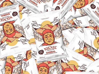 Nienie Sambal branding food illustration logo packaging design vector
