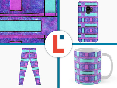 Symmetric square painting brick brush and ink funny geometric art neon colors pattern art printable rectangle redbubble seamless pattern sponge surface design surface pattern design vibrant
