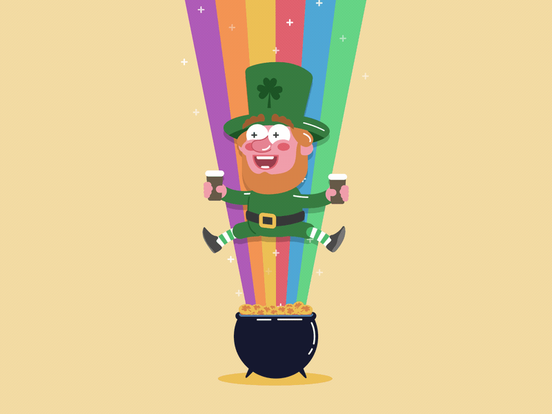 Spinning Leprechaun animation character character animation fake 3d gif gold coin irish leprechaun pot of gold rainbow shamrock spinning st patricks day