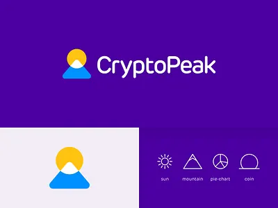 Crypto Peak Logo Design - Coin, Mountain, Sun, Symbol advertising digital marketing app application developer blockchain crypto technology brand branding identity colorful creative clever colorful rainbow multicolor dynamic expressive original events event organizer finance financial business graphic design icon icons symbol logo logos trends vector loog lgoo lgo modern cryptocurrency bitcoin mountain sun coin chart negative space smart hidden startup start up start up tech hub fintech