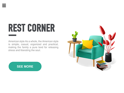 Rest Corner illustraion landing page ui