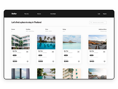 Stellar - Web UI Kit adobe xd design freebie xd hotel app hotel booking rent travel app ui ui kit uidesign uiux ux web webdesign website