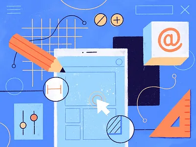 Create UI Design app blue build button creative design draw grid illustration ui ux web website wire frame